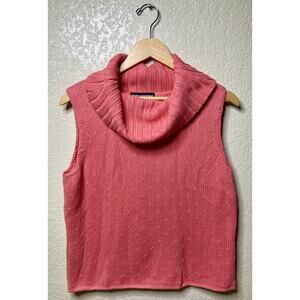 Vintage World Republic Knit Turtleneck Womens XL Pink Coral Sleeveless
